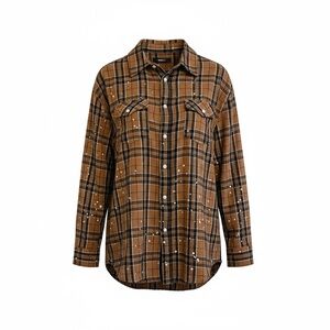 Fashion Nova Brown Plaid Casual Button Down Shirt